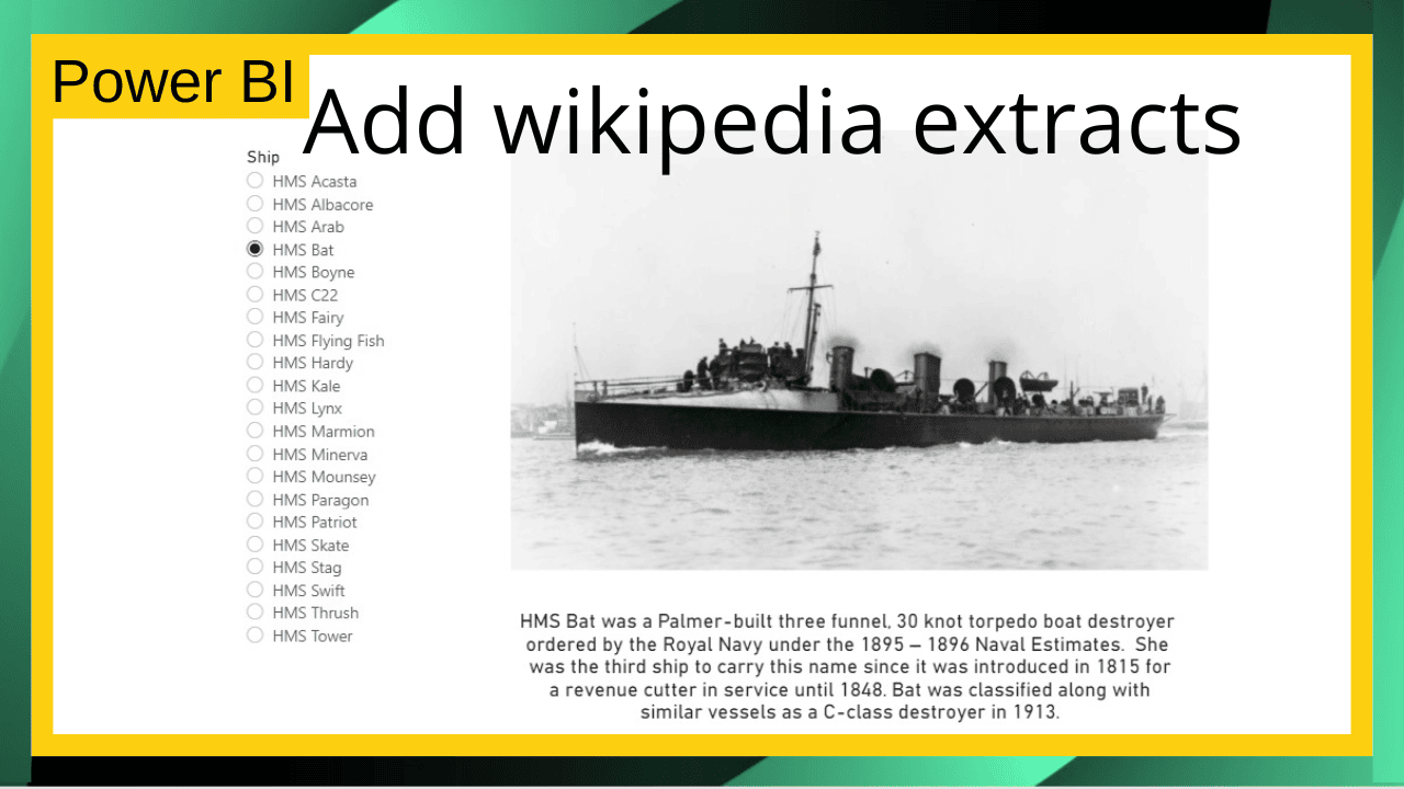 Using an easy API, add Wikipedia extracts into a Power BI report